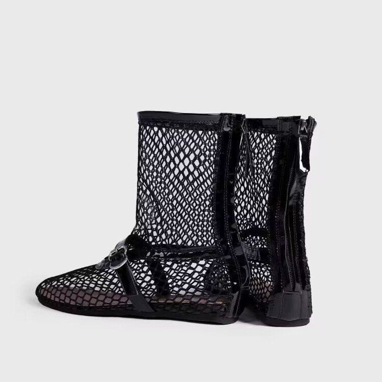 Dame Mesh Støvler med fashionable lynlås og slidstærk gummisål Stilla