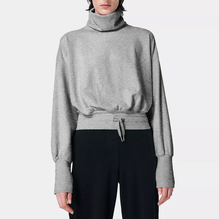 Damer afslappet sweatshirt med høj krave og elastisk bund Stilla