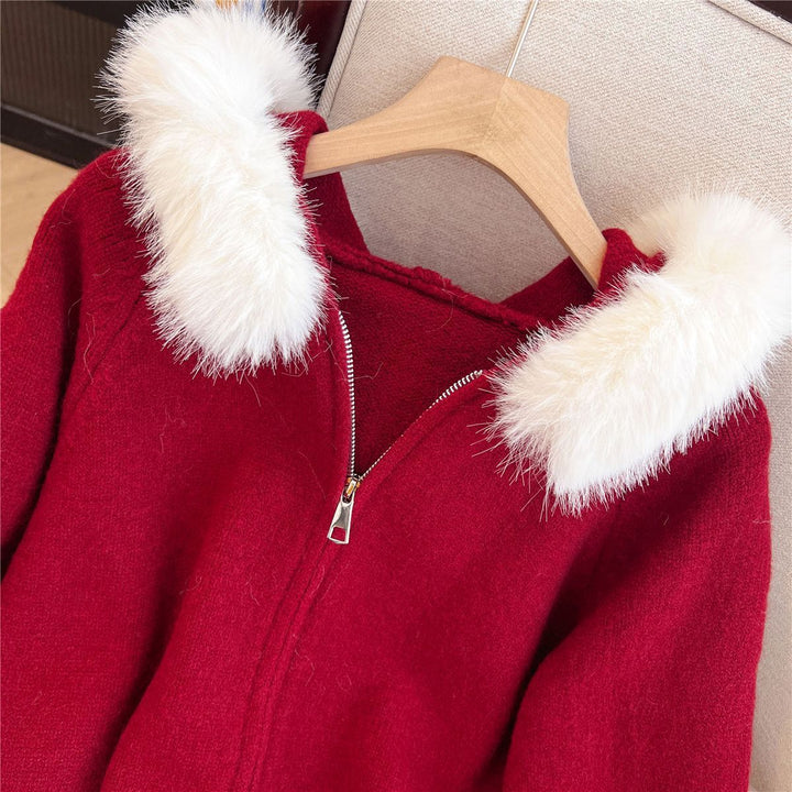 Dame Cozy Cardigan med aftagelig faux fur krave Stilla