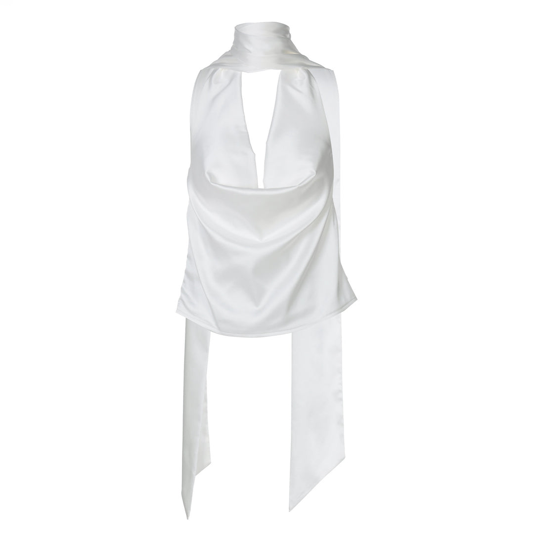 Dame Elegant Wrap-top med raffineret krave og blødt flydende stof Stilla