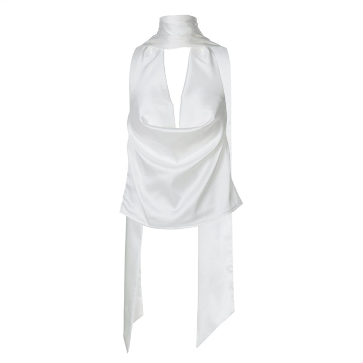 Dame Elegant Wrap-top med raffineret krave og blødt flydende stof Stilla