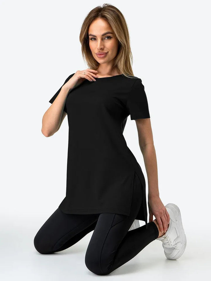 Kvinder casual longline T-shirt med sideslids og høj bærekomfort Skovae