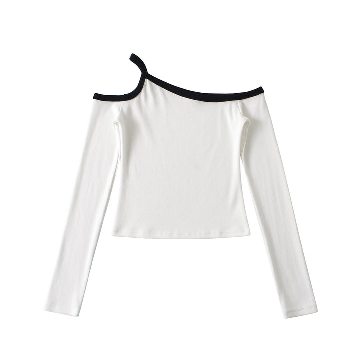 Dame Off-Shoulder Top med elastisk kant og elegante kontrastdetaljer Stilla