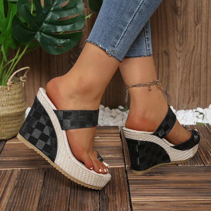 Dame Wedge-sandaler med glitrende overmateriale og polstret fodseng Stilla