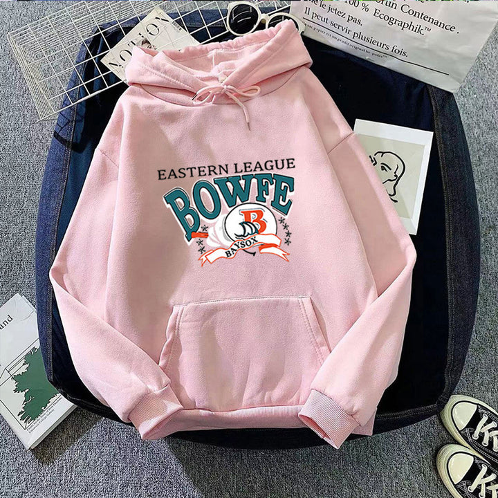 Kvinders sporty hættetrøje med trendy grafisk print Skovae