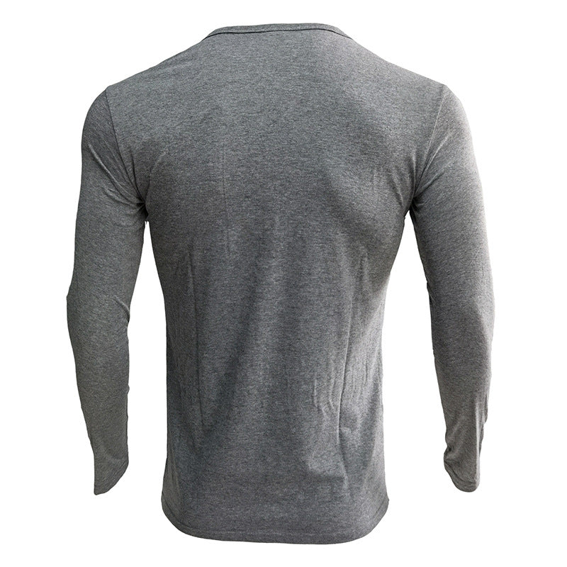Herrer Langærmet Henley-Shirt i blød jersey med moderigtigt knapdesign Stilla