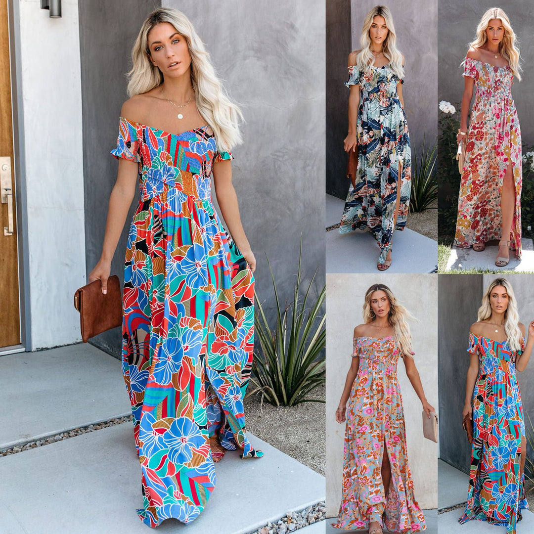 Dame maxikjole med off-shoulder design og blomstermønster Stiila