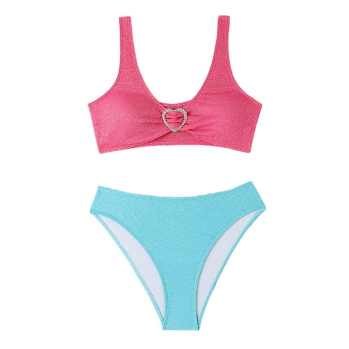 Dame bikini sæt med skinnende top og højt skåret bund Stilla