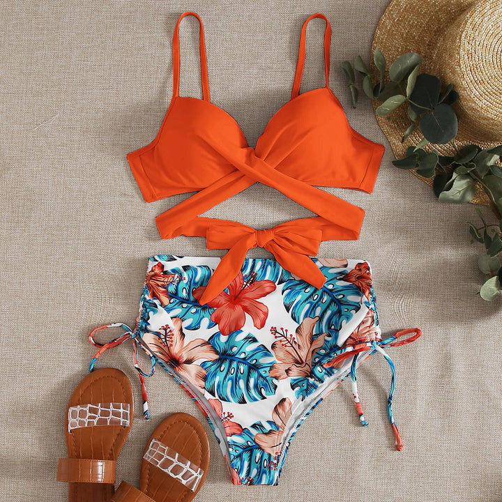 Dame bikiniset med justerbare stropper og legende blomsterdesign Stilla