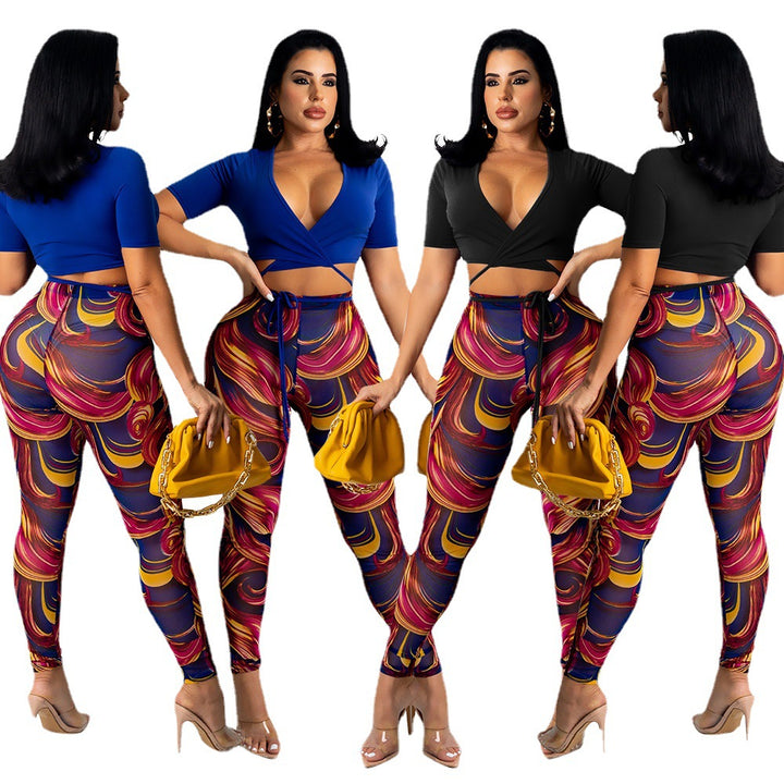 Damer Vibrante Abstrakt Tryk Høj Talje Leggings Stilla