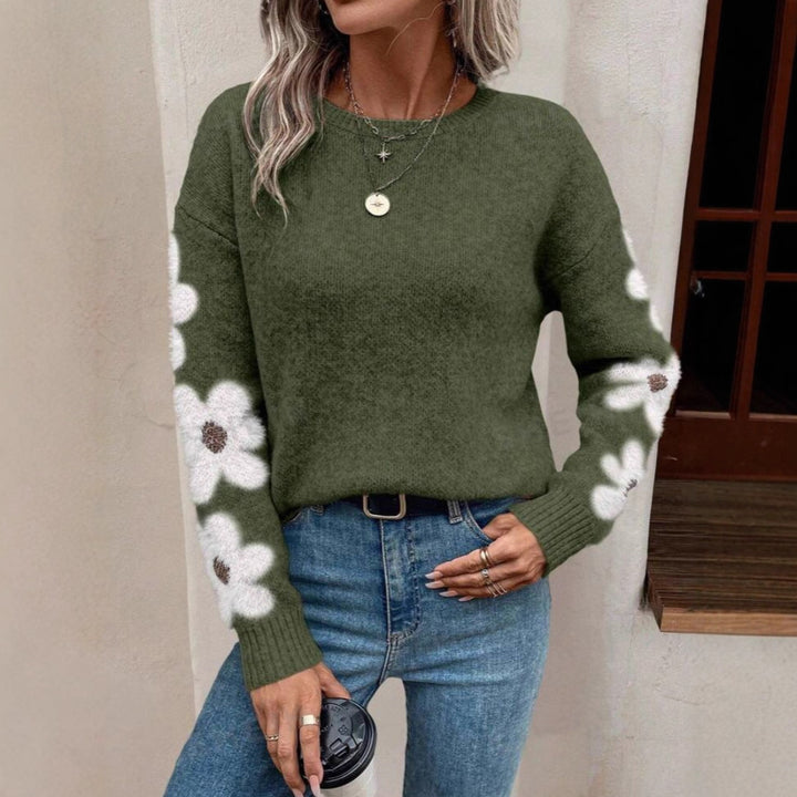 Kvinders sweater med blomsterdesign og tekstureret jersey Stilla