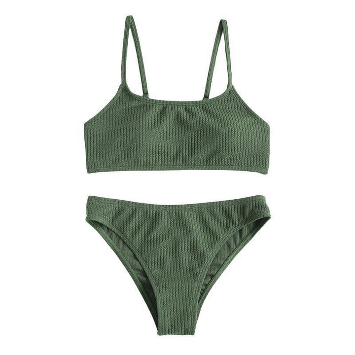 Dame bikini-sæt med struktureret top og højt skårne underdele Stilla