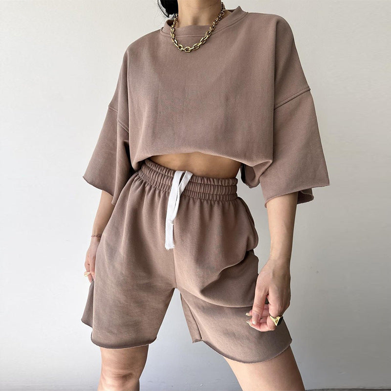 Kvinders casual sæt med kortærmet top og shorts Skovae
