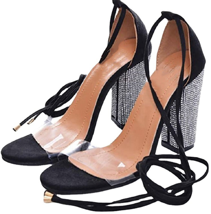 Dame High-Heel Sandaler med funklende glimmer og elegant remdesign Stilla
