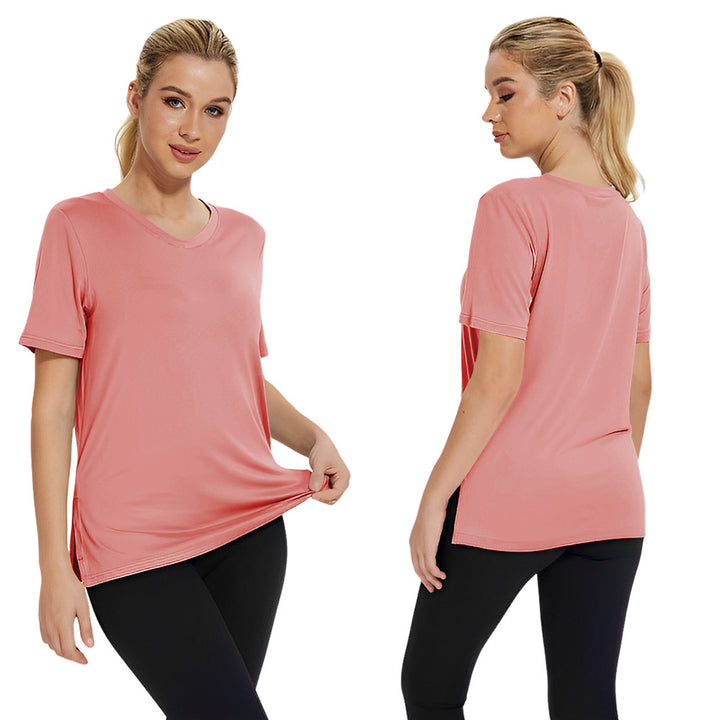 Dame Funktionelt V-Hals Sport T-shirt med åndbar teknologi Skovae