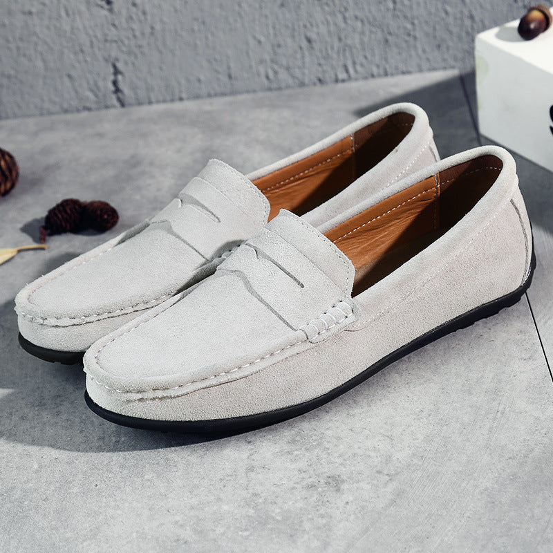 Herrer nan elegant wildlæder loafers med håndsyet moresyning og skridsikker gummiprofil sål Skovae
