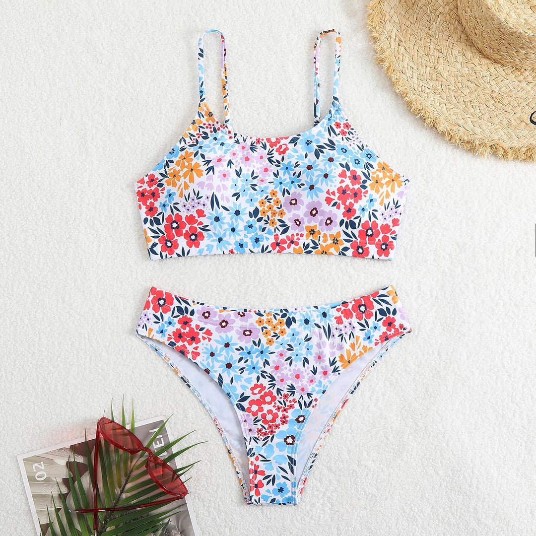 Femme Floral Print Bralette Bikini Sæt Stilla