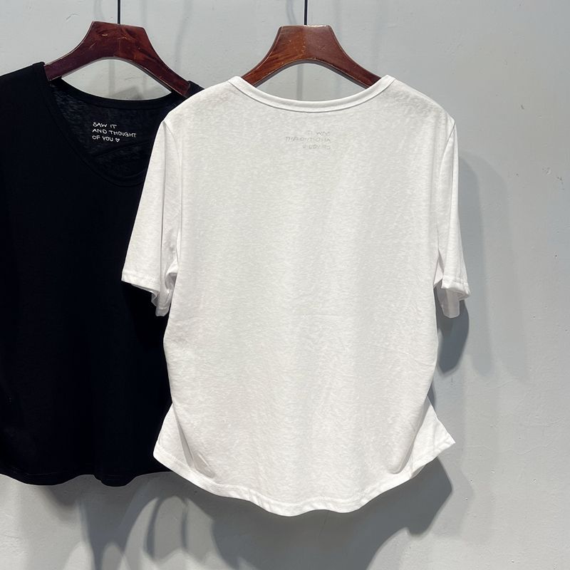 Dame Relaxed Fit V-Hals Korte Ærmer T-Shirt Stilla