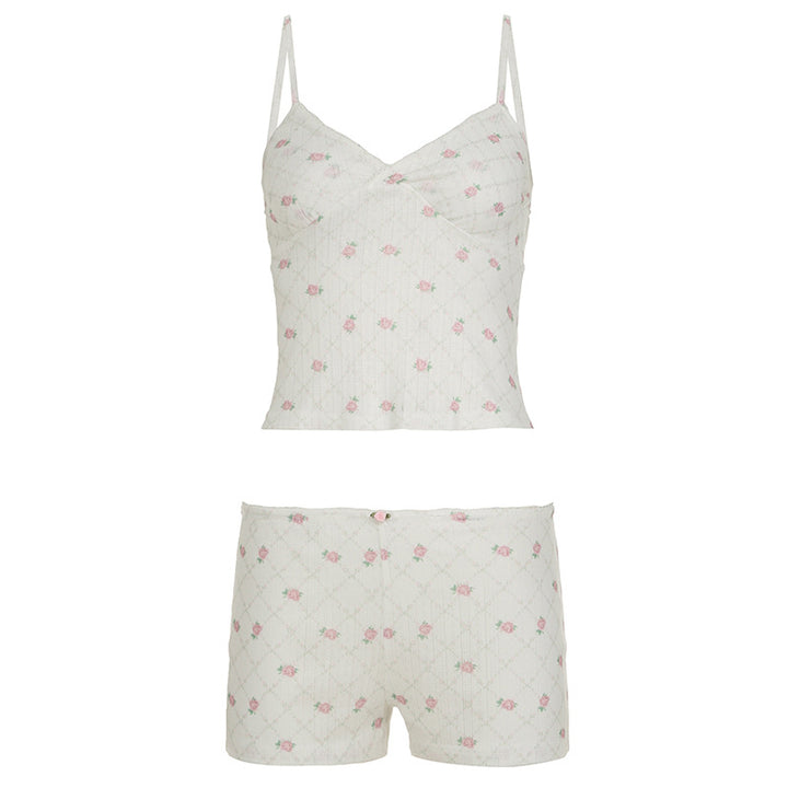 Dame nattøjssæt med sarte blomsterdesigns og justerbare stropper Skovae