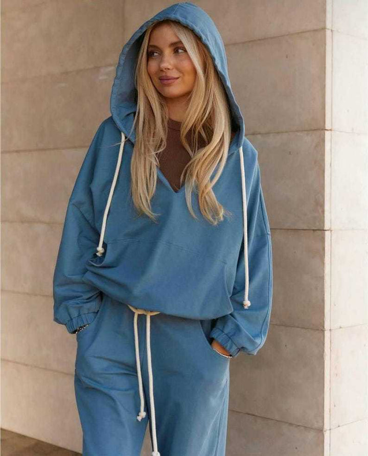 Dame Casual Relaxed-Fit Fritids Sæt med Hoodie og Behagelige Joggingbukser Skovae