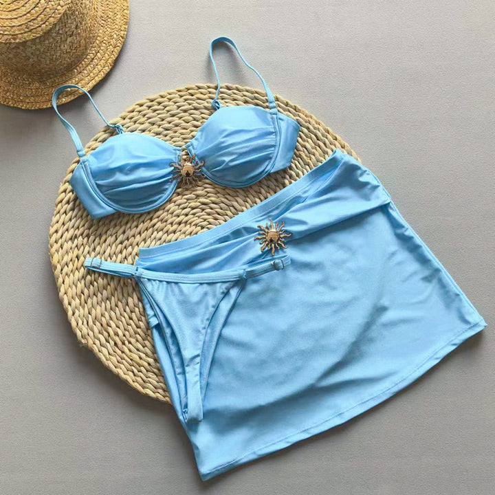 Dame blomsterprint bikini med matchende kaftan Stilla