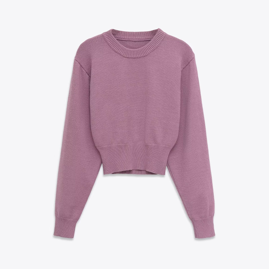 Dame afslappet strikket pullover med hængende skuldre og elastisk kant Stilla
