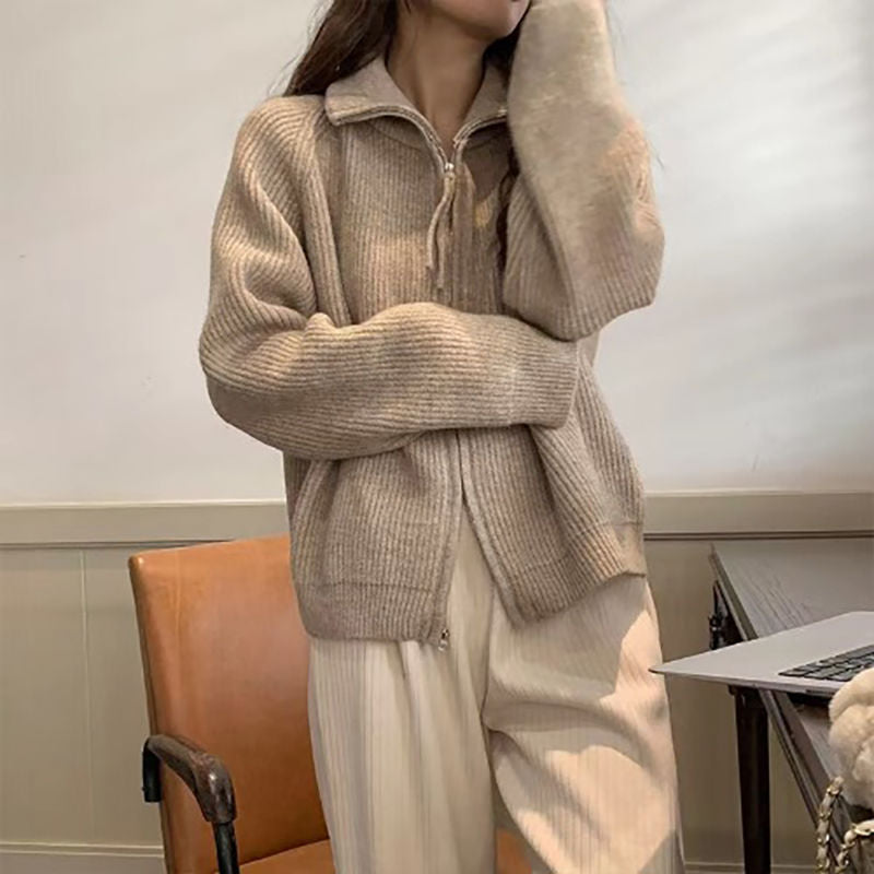 Kvinders cardigan med asymmetrisk lynlås Stilla
