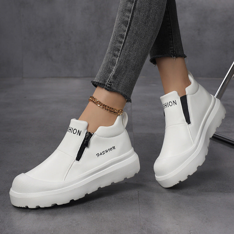 Dame nan Plateau-Sneaker med sidelås, polstret komfort fodseng og profileret sålprofil Skovae