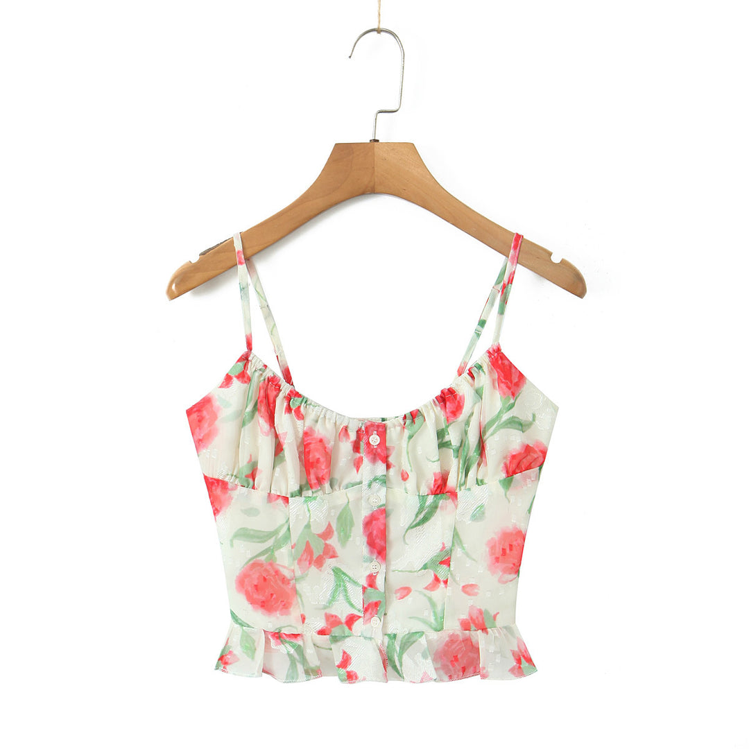 Dame Bluser-Top med blomsterdesign og peplum snit Stilla