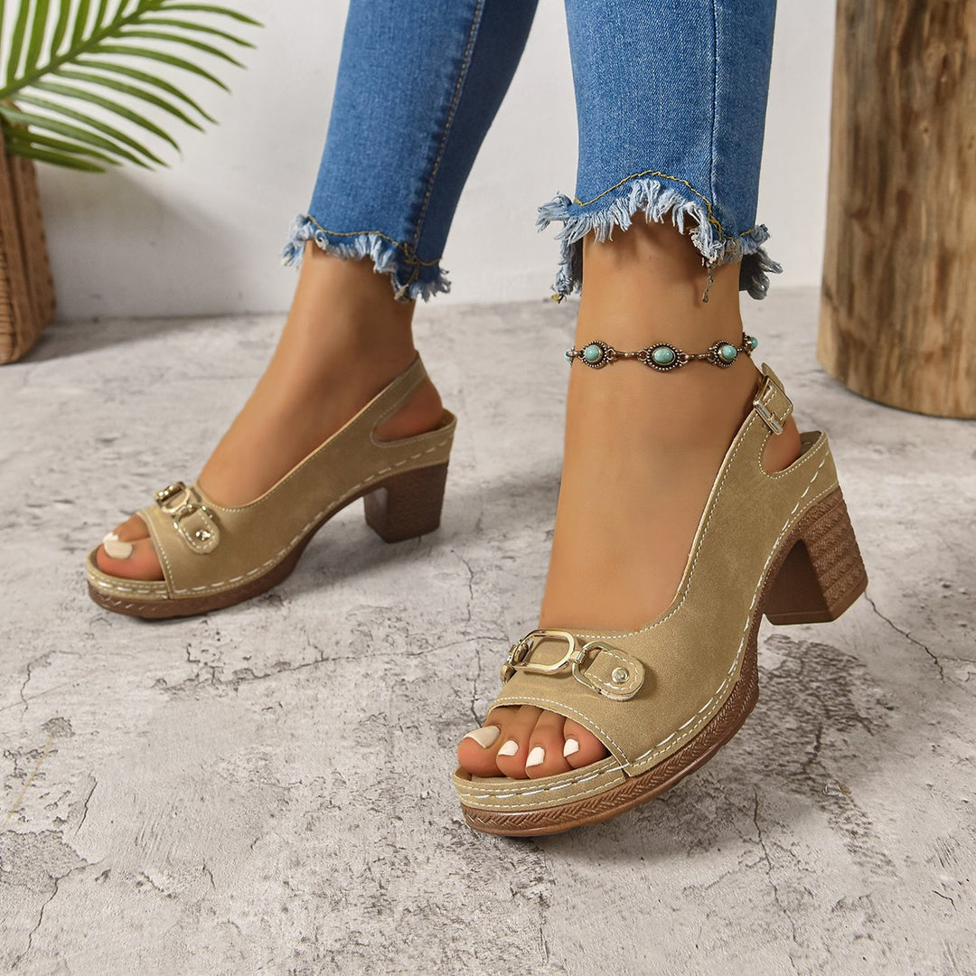 Dame Slingback Sandaler med moderne spænde dekoration og komfortabel blokhæle Stilla