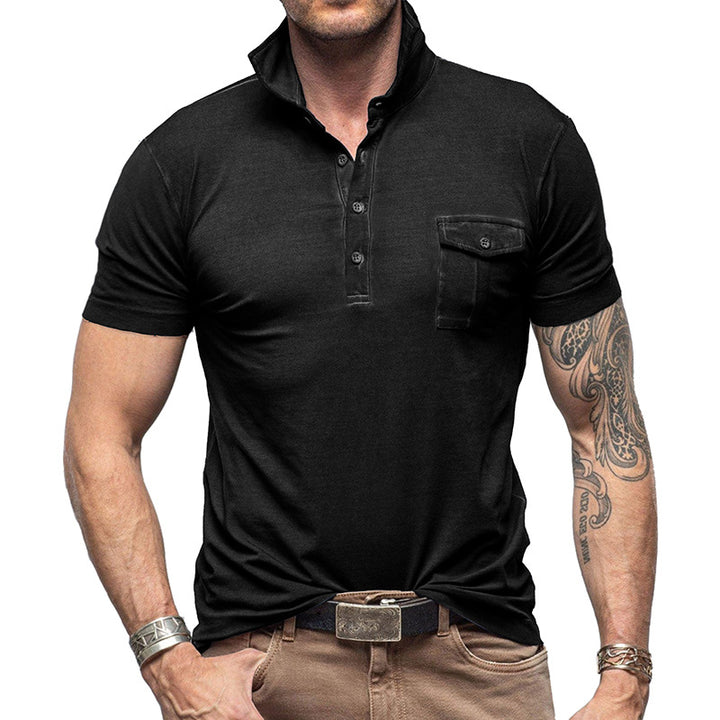 Herrer Poloshirt med praktisk brystlomme og moderne ståkrave Stilla