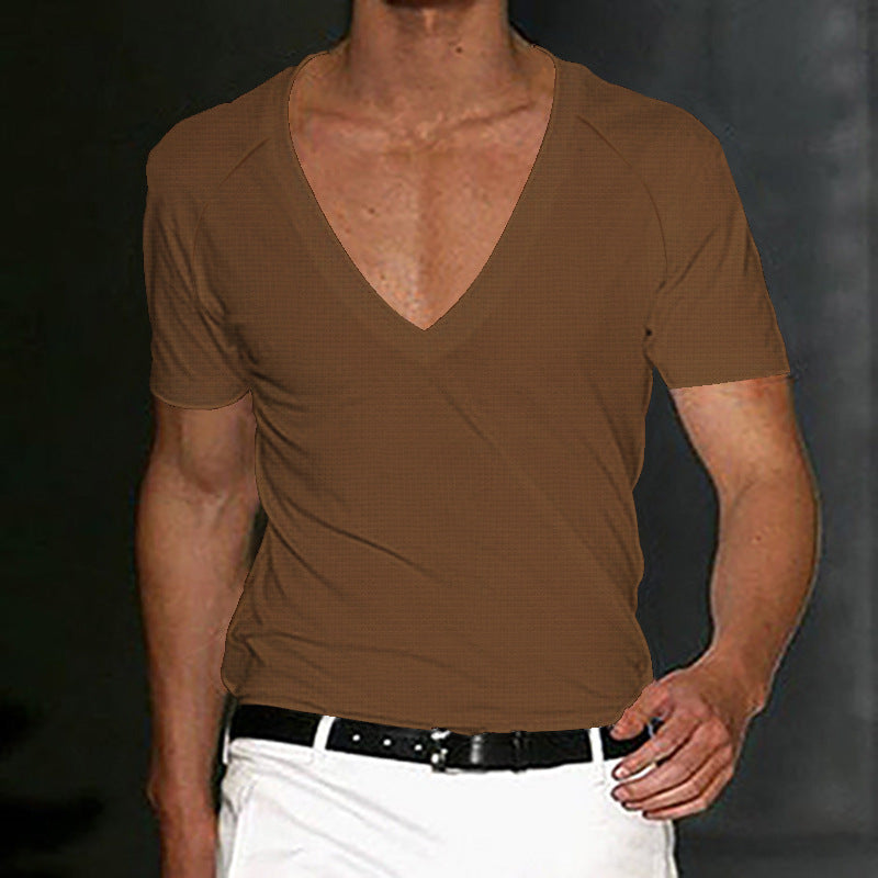 Herrer moderne V-hals T-shirt med åndbare egenskaber Stilla