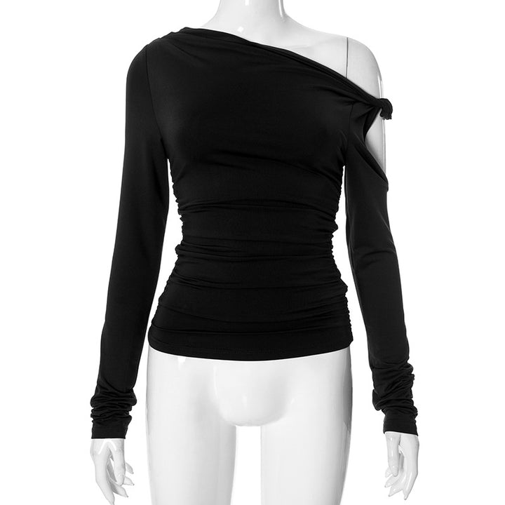 Femme Asymmetrisk Rüschet Langærmet Top Stilla
