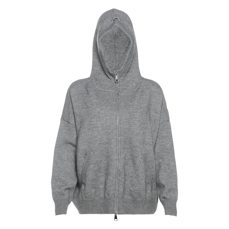 Dame hyggelig Hoodie med gennemgående lynlås og løs pasform Stilla