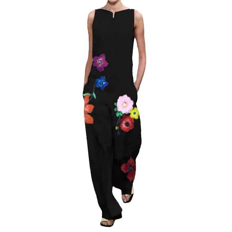 Dame Mode Jumpsuit med blomstret design og praktiske lommer Skovae
