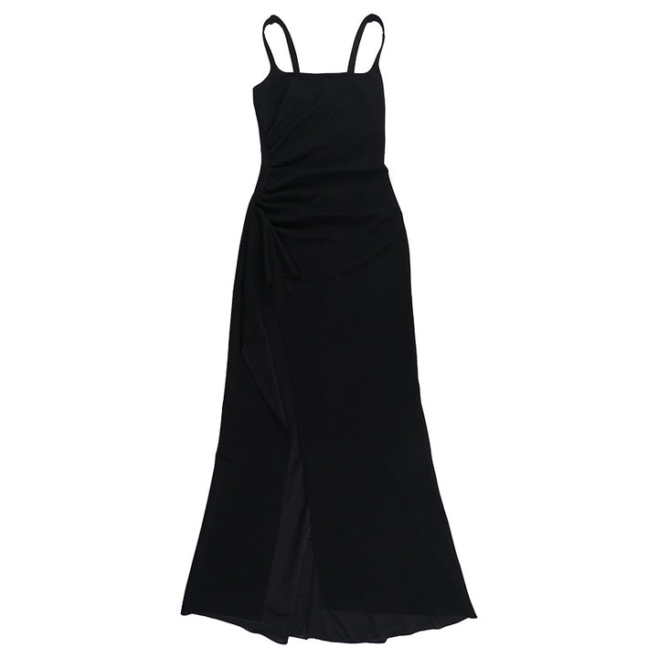 Kvindernes elegante maxi aftenkjole med sideslids og tætsiddende silhuet