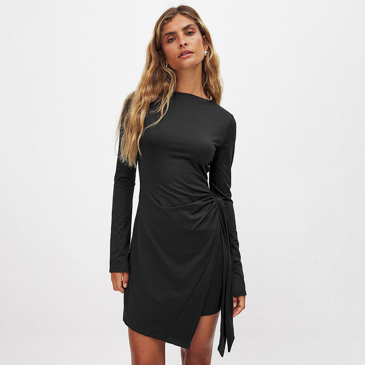 Femme Elegante Langærmet V-hals Kjole Stilla