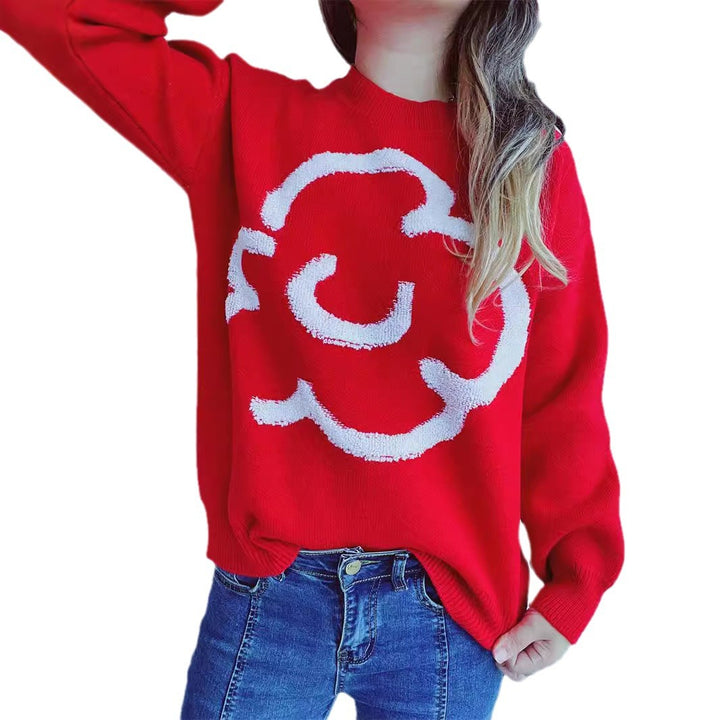 Kvindernes løse sweater med grafisk skrift Stilla