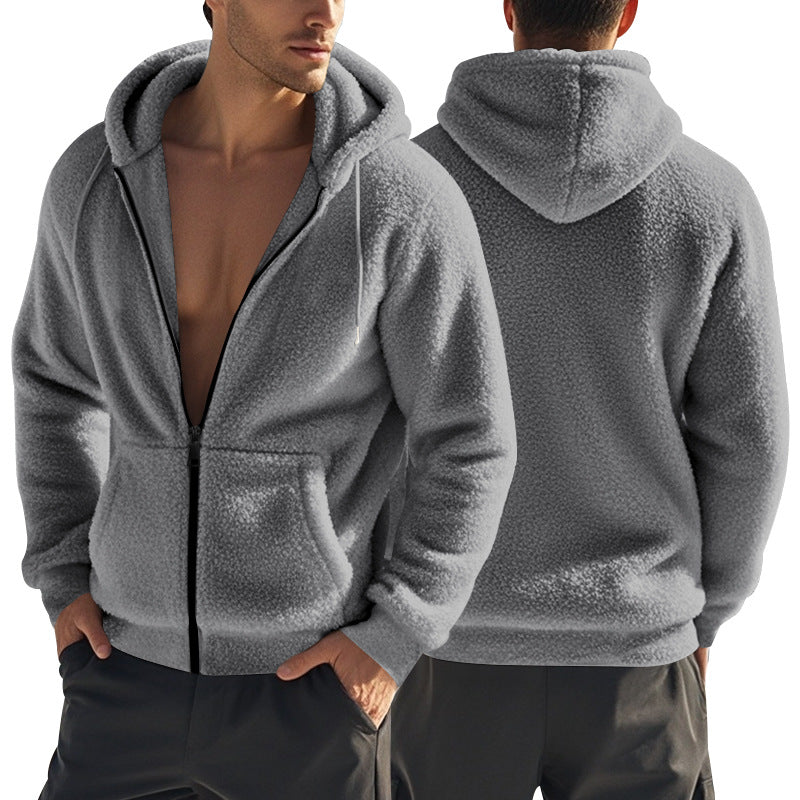 Herre hyggelig fleece-hoodie med praktiske lommer Stilla