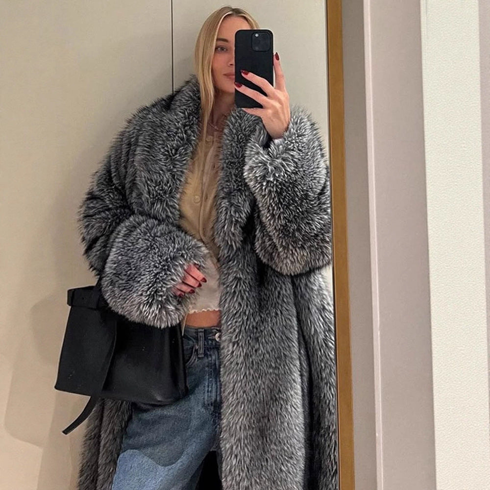 Dame Oversized Künstpelsfrakke Stilla