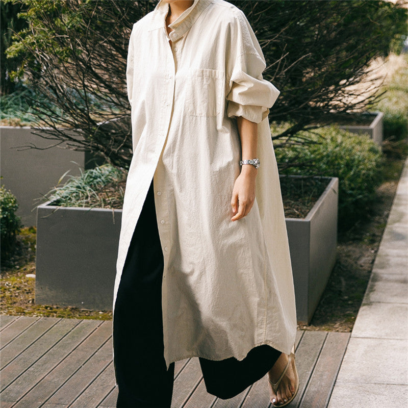 Dame Oversized Skjortekjole i let bomuld med trendy snit Stilla