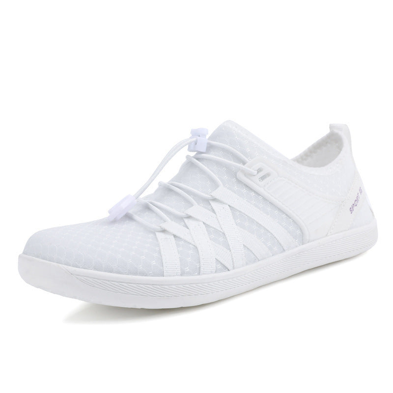 Unisex nan flad by-sneaker med hurtiglukning, elastisk strikoverdel og stødabsorberende let sål Skovae