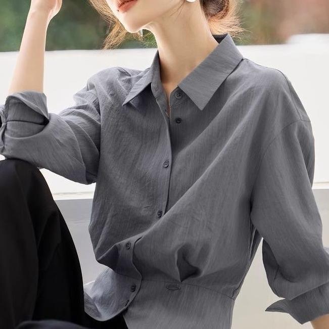 Kvinders elegante oversized bluse med taljebælte Stilla