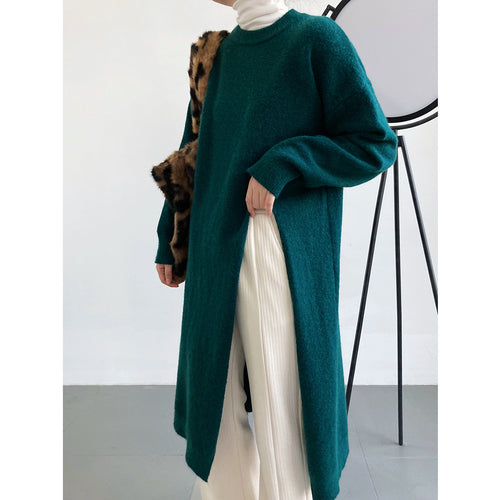 Dame strikket pullover med lange ærmer og elegant rund hals Stilla