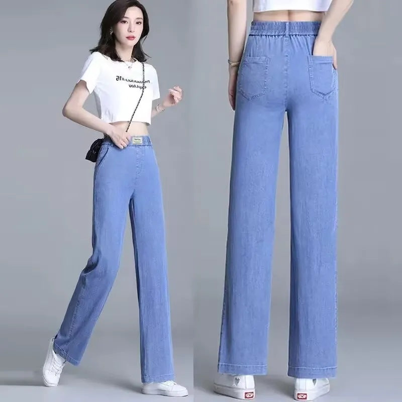 Kvinders løse jeans med elastisk talje og praktiske lommer Skovae