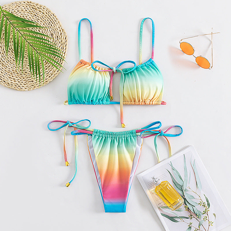 Dame Triangel-Bikini-Sæt med moderigtig Ombre-effekt og justerbare stropper Stilla