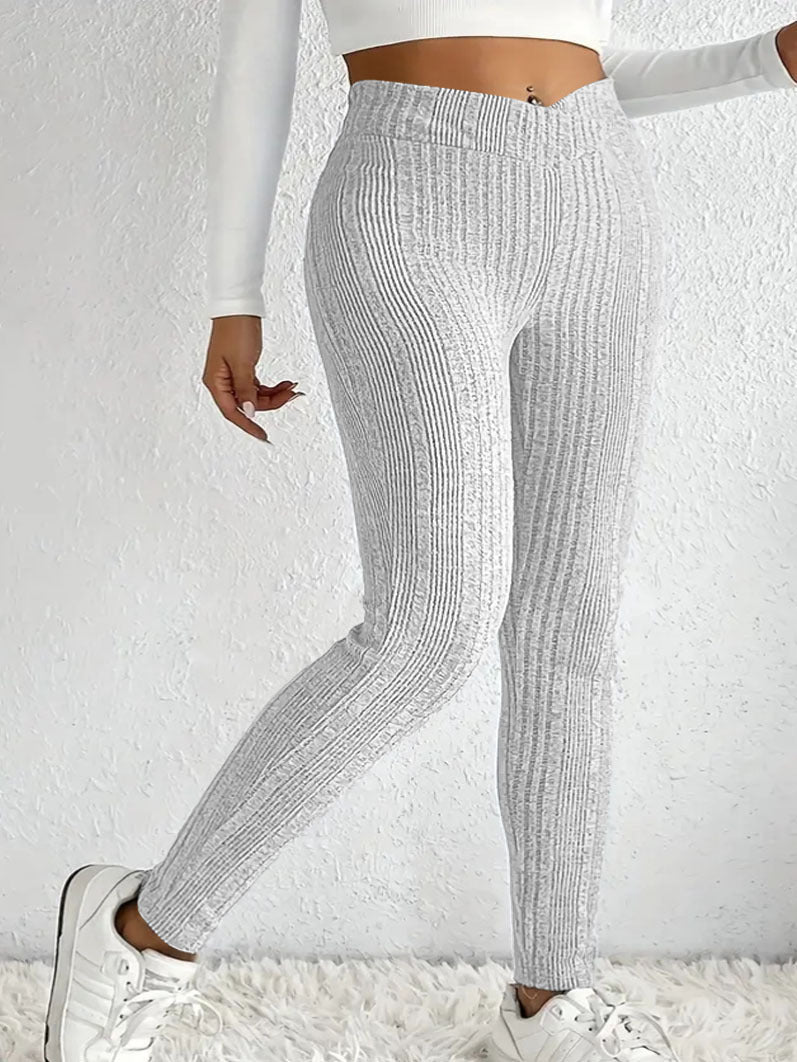 Dame fitted leggings med stilfuldt stribet mønster Stilla