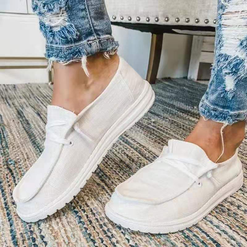 Dame nan Segeltuch-Mokassin-Sneaker med elastisk snørebånd polstret komfortfodbed og profileret gummiydersål Skovae