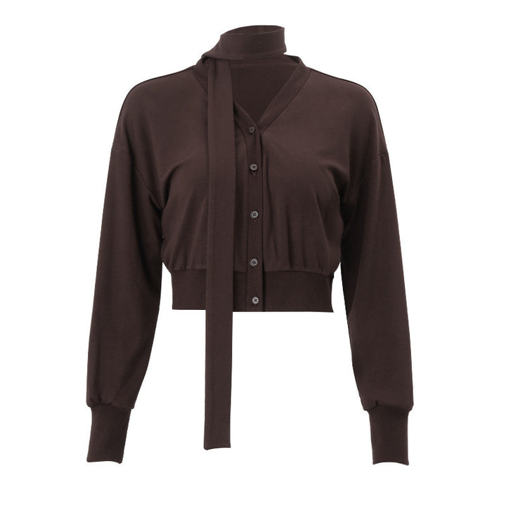 Dame cropped Cardigan med innovativ snøredetalje Stilla