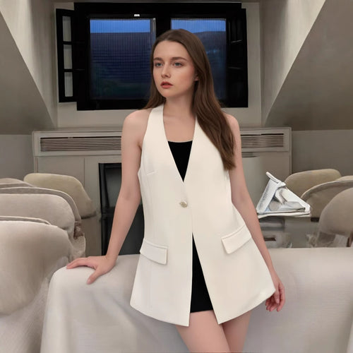 Femme Tailored Halter Blazer Vest Stilla